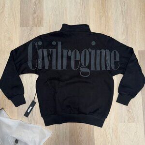 Civil Regime Concrete Quarter Zip Fleece Black Medium Streetwear NWT